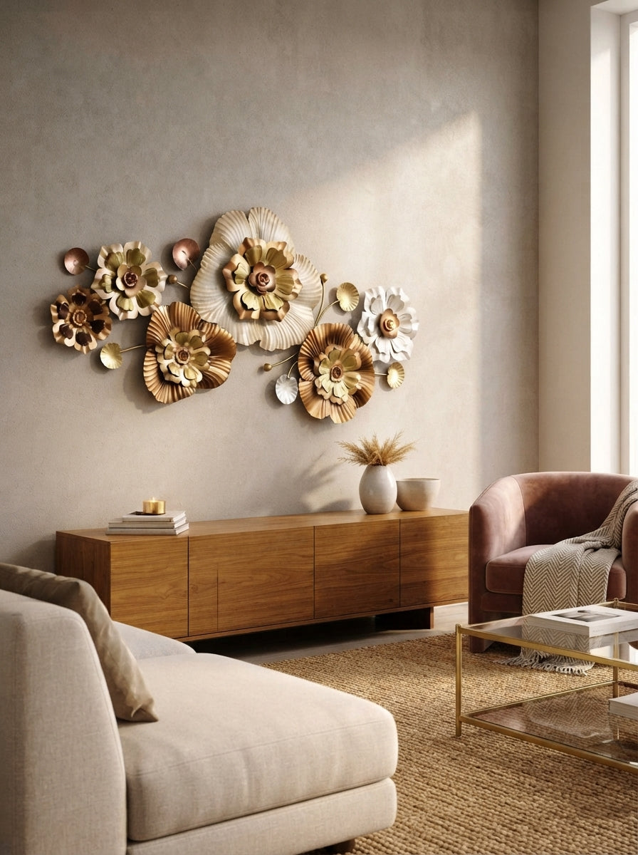 Bronze and Gold Wall Art 51 Inch – Elegant Metal Wall Decor for Living Room & Home Interiors