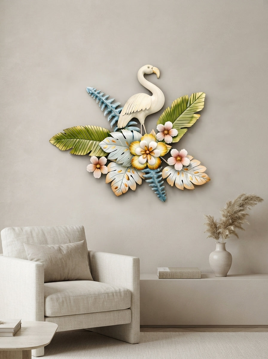 Flamingo Wall Art 30" x 36" – Decorative Metal Bird Wall Decor for Living Room & Bedroom