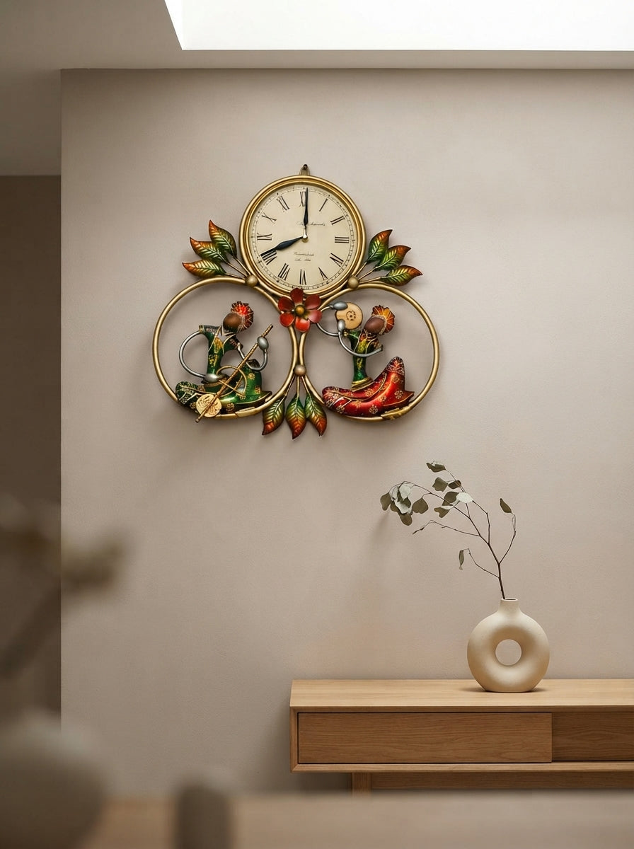 Wall Clock with Musicians – Decorative Metal Music Theme Wall Clock for Living Room & Home Decor