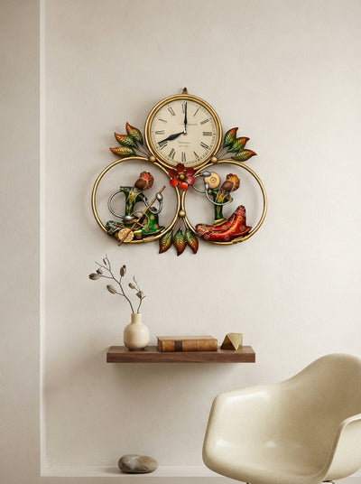 Wall Clock with Musicians – Decorative Metal Music Theme Wall Clock for Living Room & Home Decor