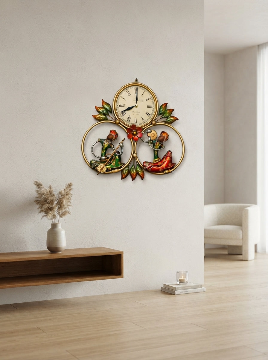 Wall Clock with Musicians – Decorative Metal Music Theme Wall Clock for Living Room & Home Decor