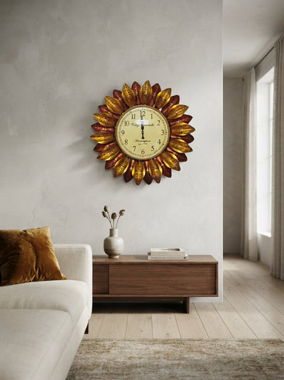 Sunflower Wall Clock 23 Inch – Decorative Metal Flower Wall Clock for Living Room & Home Decor