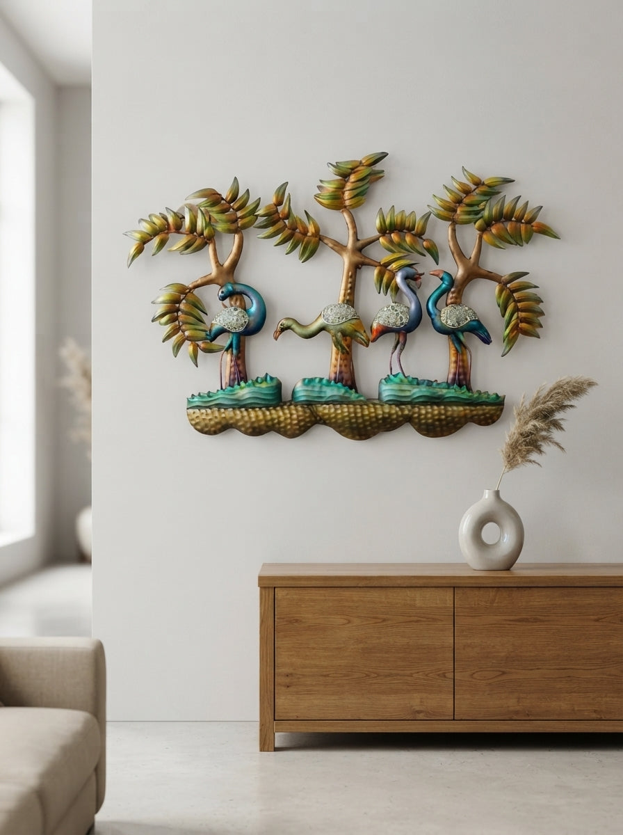 Flamingo Wall Art 40" x 30" – Decorative Metal Bird Wall Decor for Living Room & Home Interiors