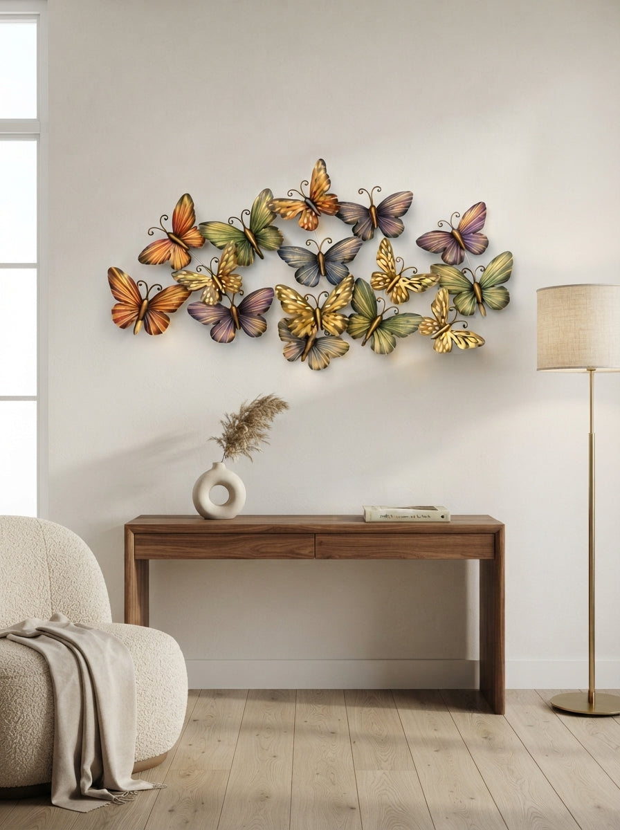 Butterflies Wall Art 48 Inch – Decorative Metal Butterfly Wall Decor for Living Room & Bedroom