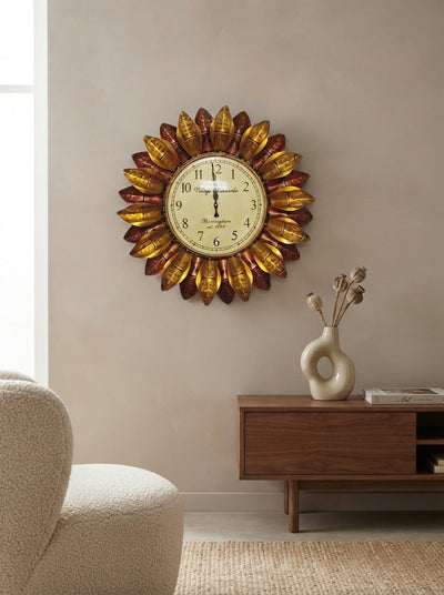 Sunflower Wall Clock 23 Inch – Decorative Metal Flower Wall Clock for Living Room & Home Decor