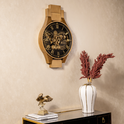 Chronograph Luxury Designer Wall Clock With Moving Gear Mechanism Buy Wall Clock Online (Steel Body)