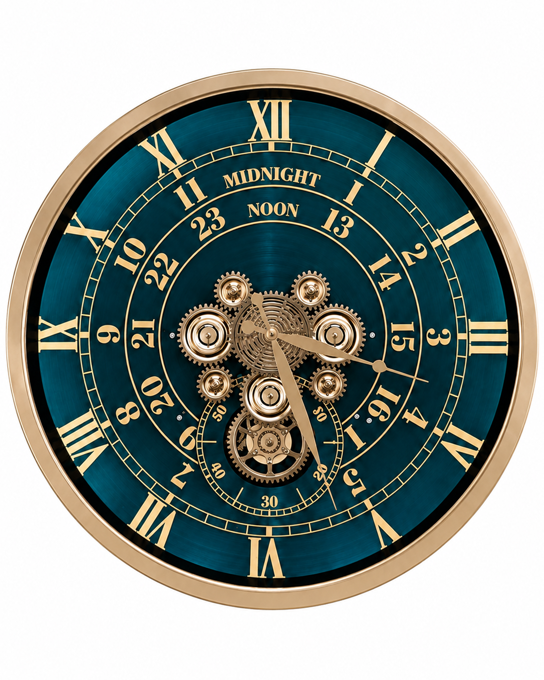 Mystic Motion Luxury Designer Silent Movement Wall Clock For Living Room With Moving Gear Mechanism- Medium (Blue)  (With Light & Remote) (Brushing Luxury Watch Dial Collection)