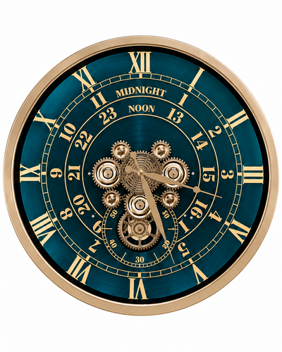 Mystic Motion Luxury Designer Silent Movement Wall Clock For Living Room With Moving Gear Mechanism- Medium (Blue)  (With Light & Remote) (Brushing Luxury Watch Dial Collection)