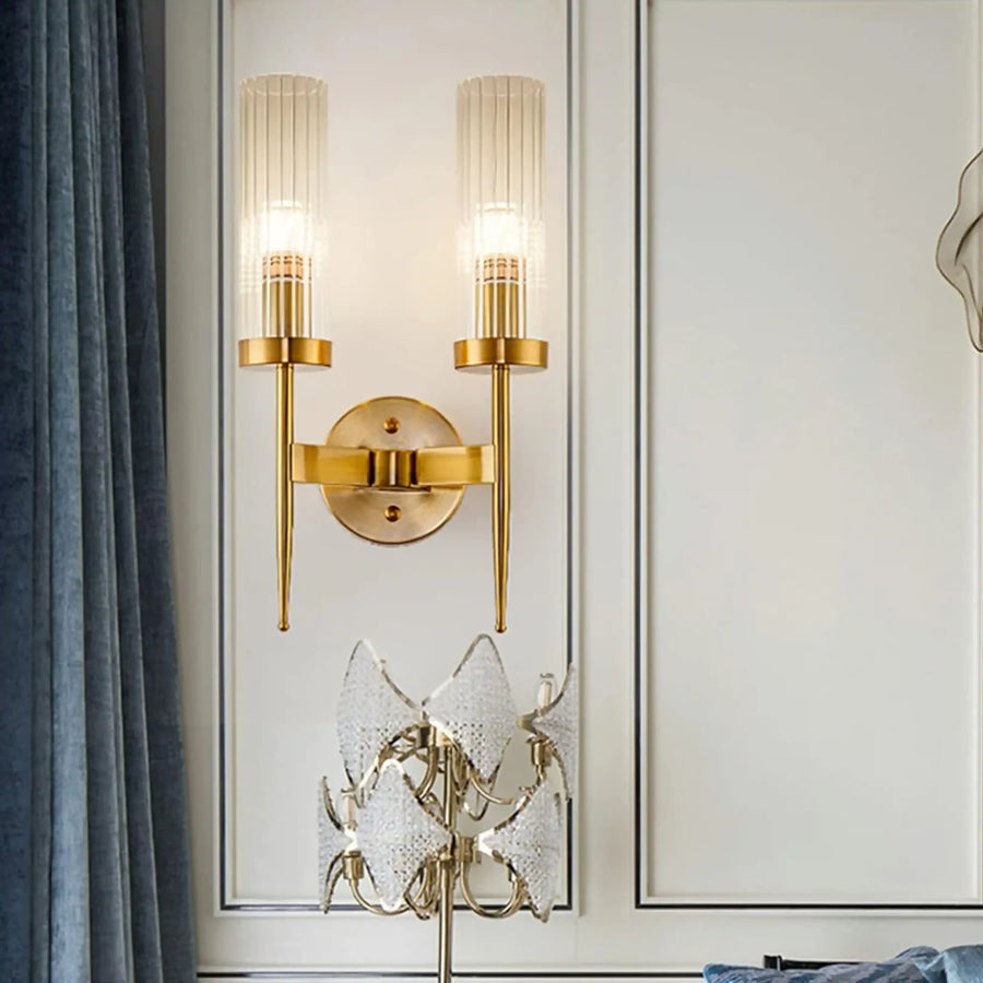 Dual Modern Cylindrical Glass Sconce