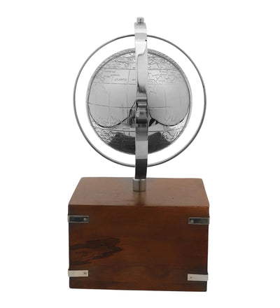 Atlasphere Decorative Table Clock | Luxury Metal & Wood Desk Clock for Home & Office Decor