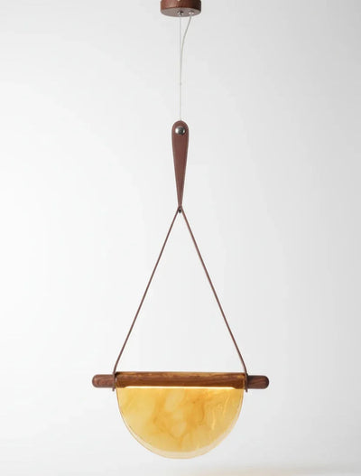 Modern Leather Strap Half-Moon Pendant