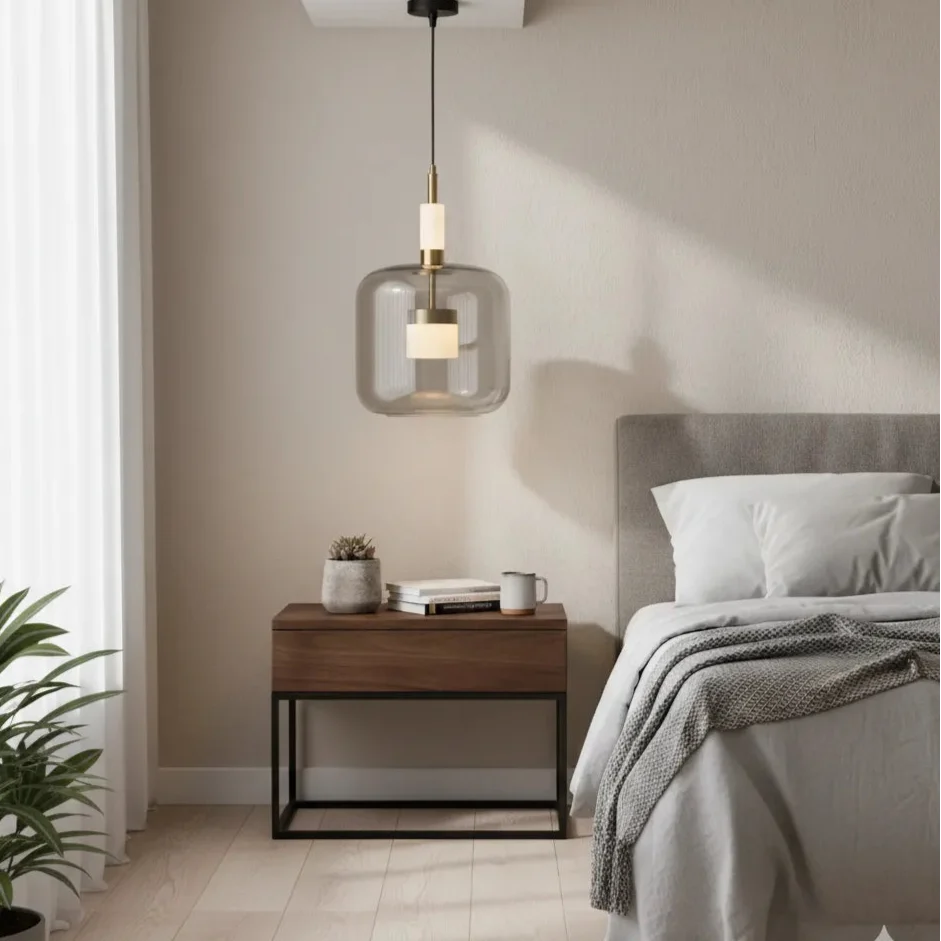 Modern Smoked Glass Dome Pendant