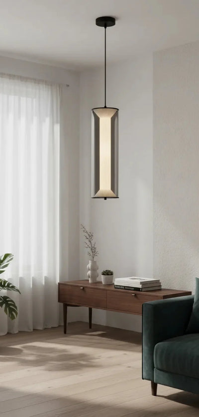 Modern Cylindrical Smoked Glass Pendant