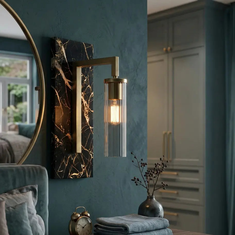 Bliss & Birch Black Lumina Marble Wall Lamp
