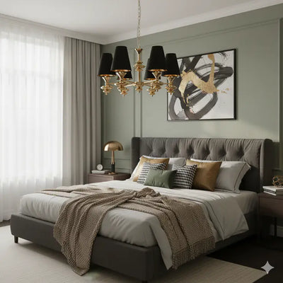 B&B Black & Gold 6-Light Modern Chandelier
