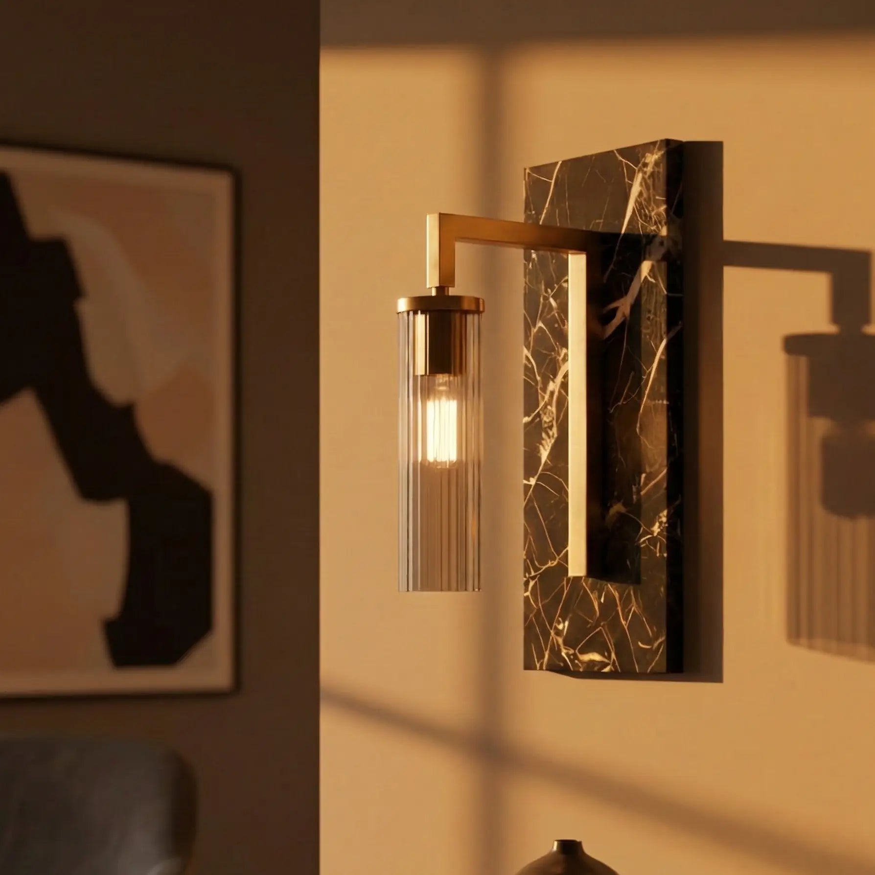 Bliss & Birch Black Lumina Marble Wall Lamp