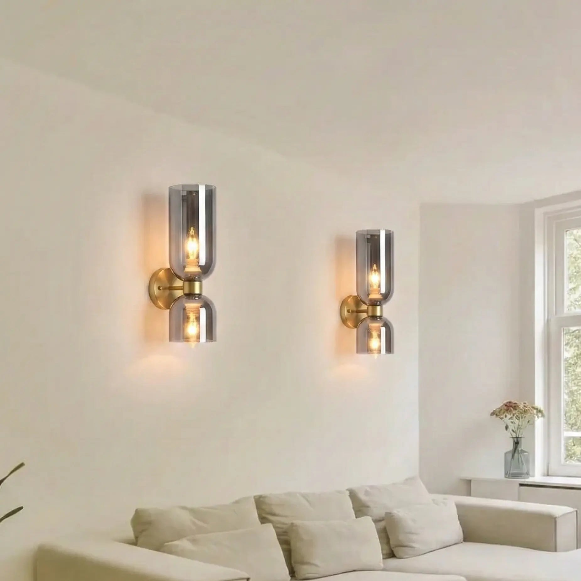 Hourglass Double Glass Wall Sconce (Pack of 2)