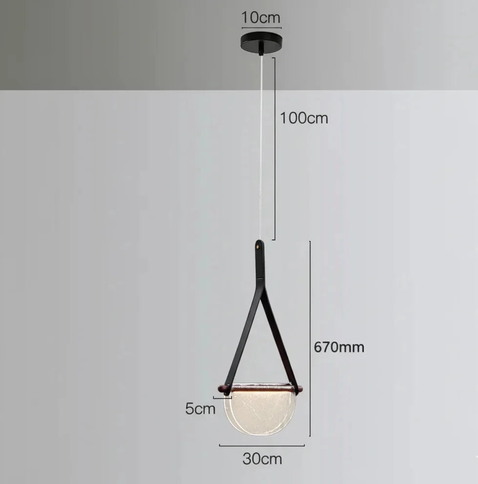 Modern Leather Strap Half-Moon Pendant