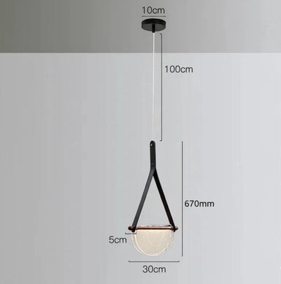 Modern Leather Strap Half-Moon Pendant