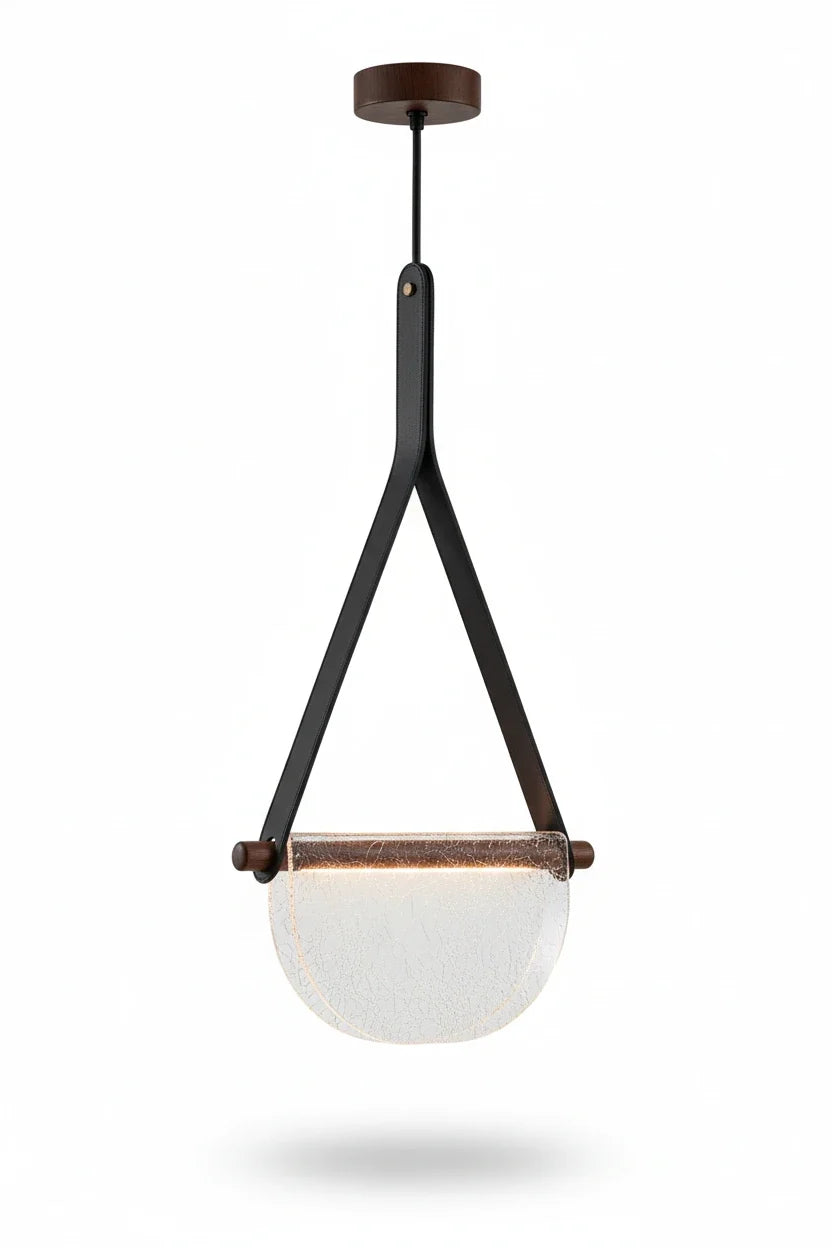 Modern Leather Strap Half-Moon Pendant