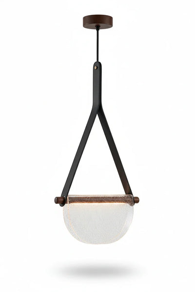 Modern Leather Strap Half-Moon Pendant