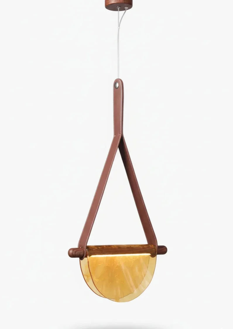 Modern Leather Strap Half-Moon Pendant