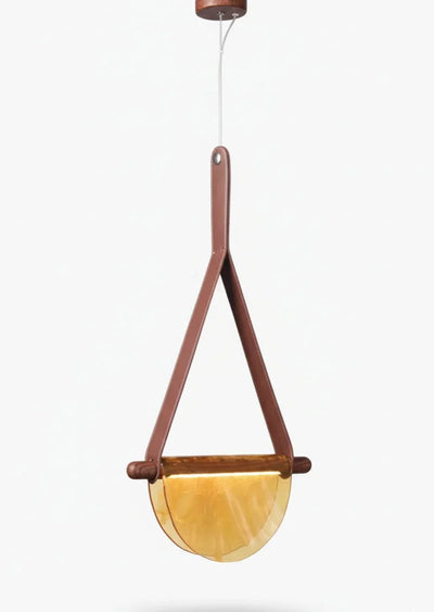 Modern Leather Strap Half-Moon Pendant