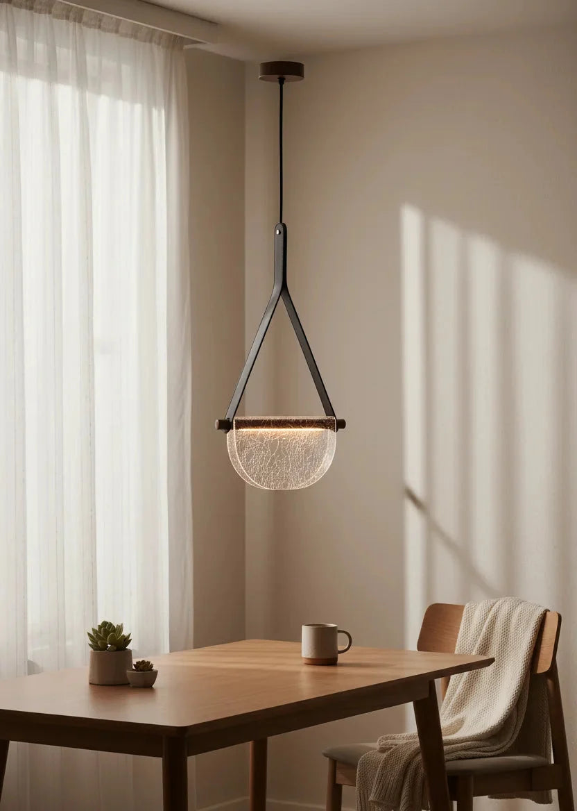 Modern Leather Strap Half-Moon Pendant