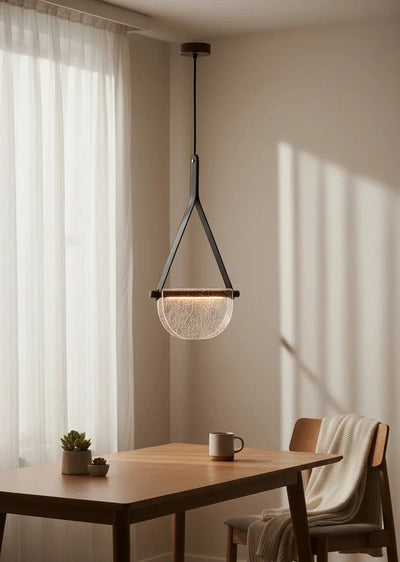 Modern Leather Strap Half-Moon Pendant