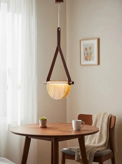Modern Leather Strap Half-Moon Pendant