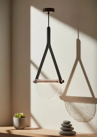 Modern Leather Strap Half-Moon Pendant