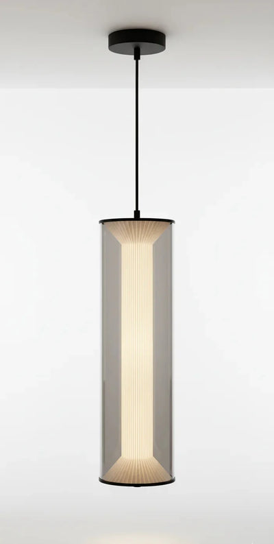 Modern Cylindrical Smoked Glass Pendant