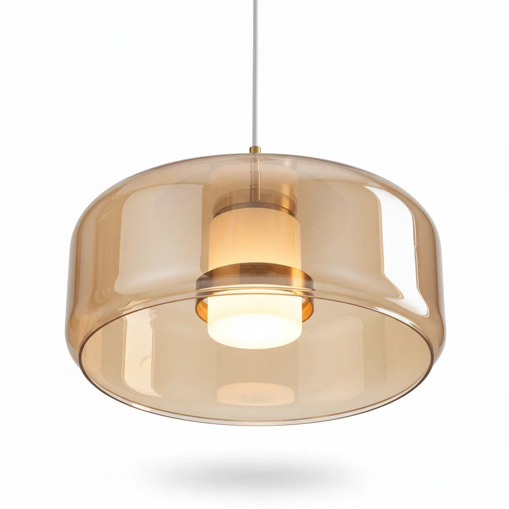 B&B Amber Glass Dome Pendant Light