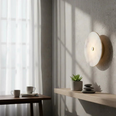 Bliss & Birch Zenith Marble & Brass Wall Sconce | Luxury Round LED Wall Light