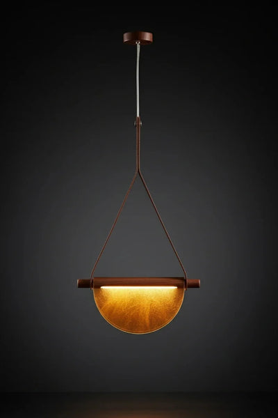Modern Leather Strap Half-Moon Pendant