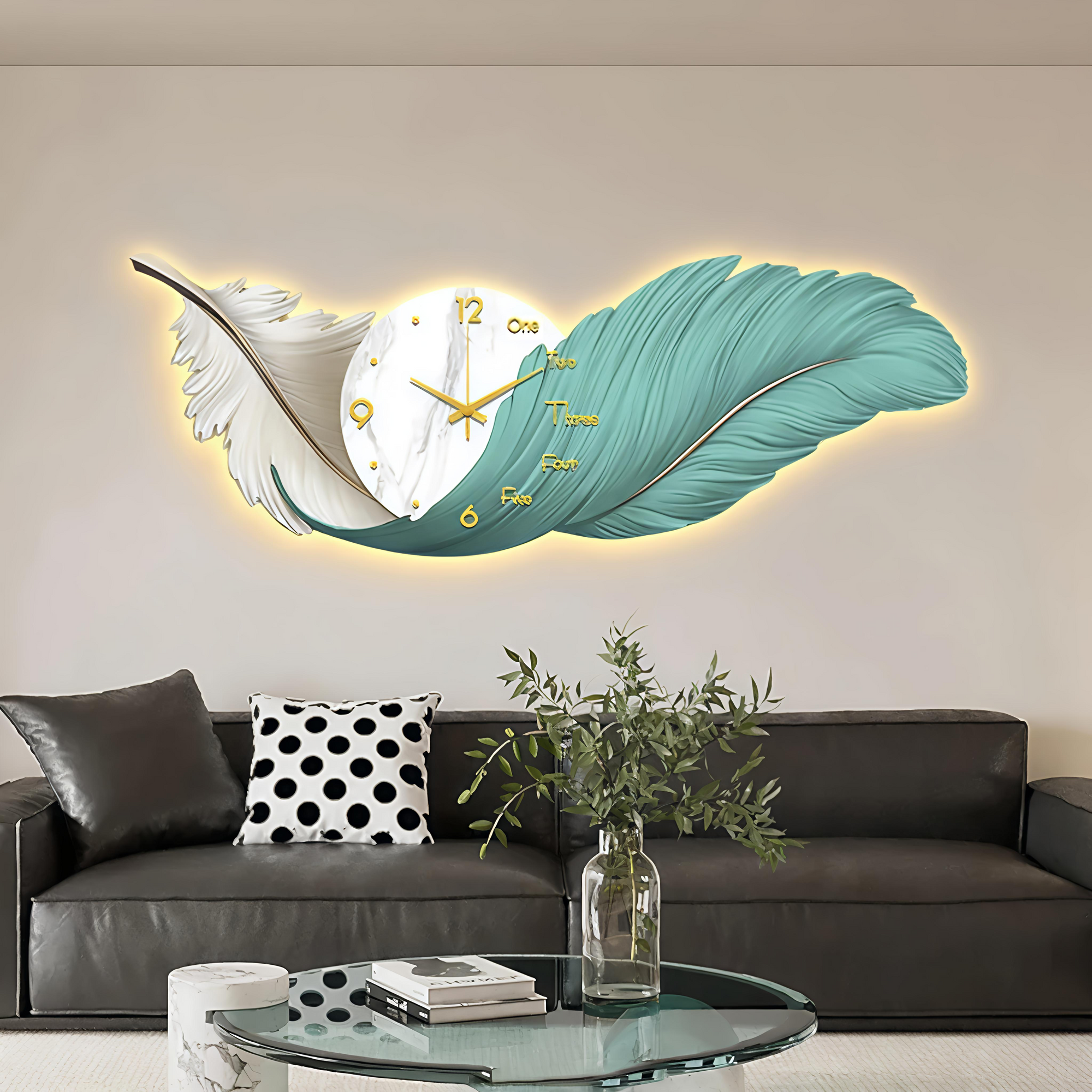 Feather with crystal Wall clock with LED