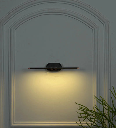 Modern Black Linear LED Wall Light with Copper-Tone Accents