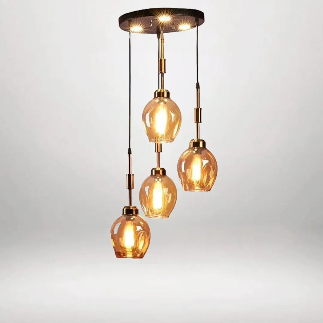 Amber Glass 4-Light Cluster Pendant