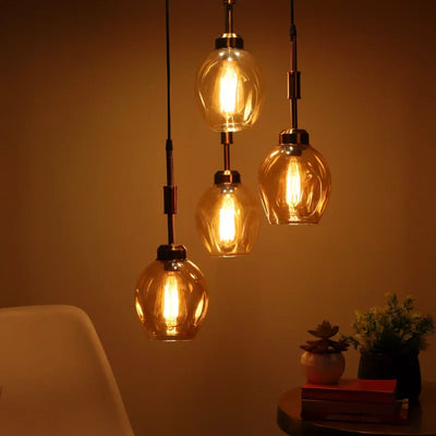 Amber Glass 4-Light Cluster Pendant