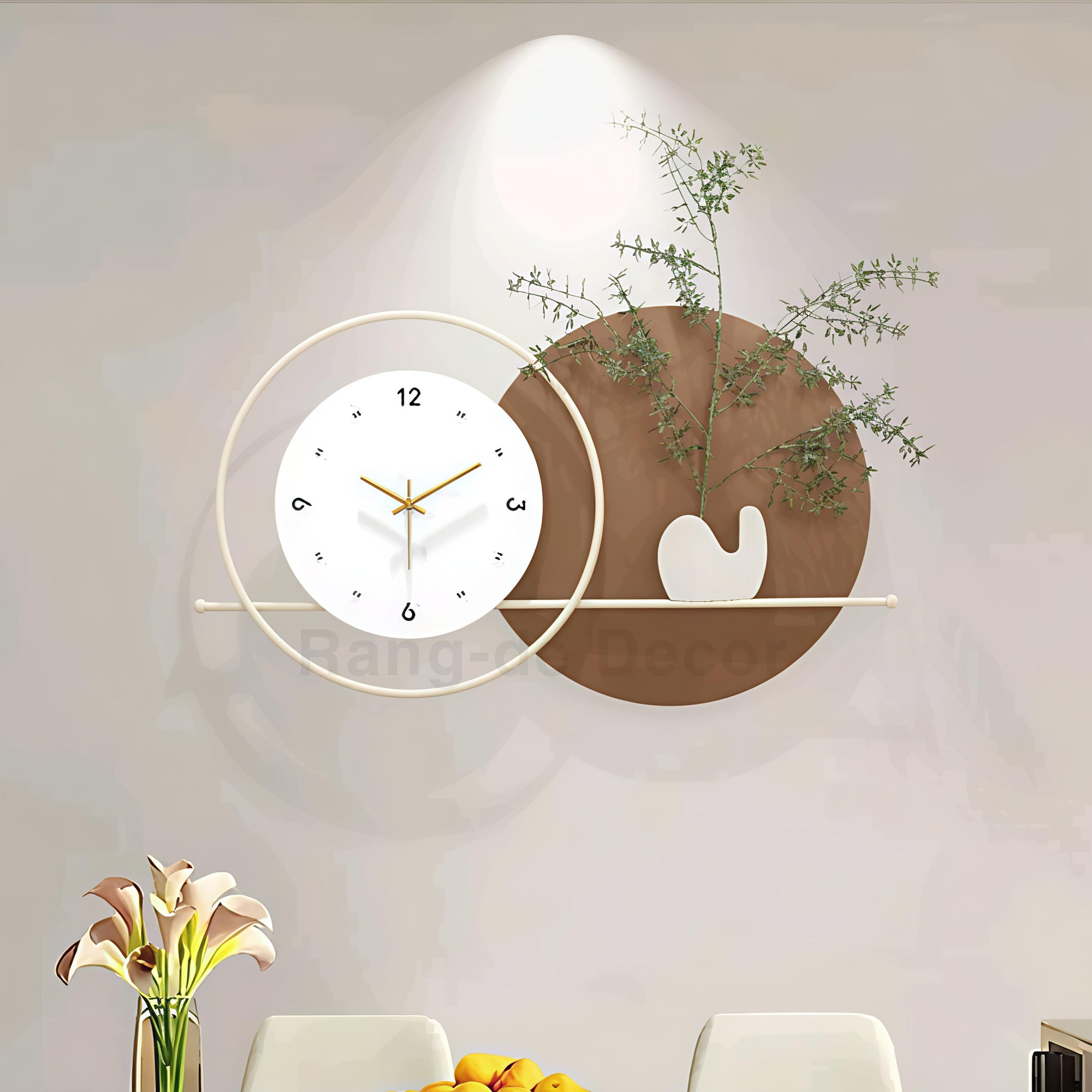 Brown & white with leafs Imported wall clock