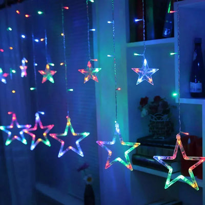 Multicolour Star Curtain String Lights