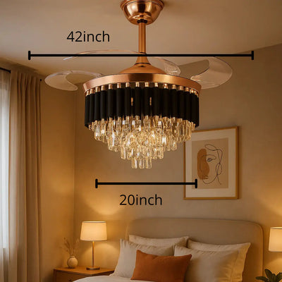 Retractable-Blade Crystal Fan Chandelier