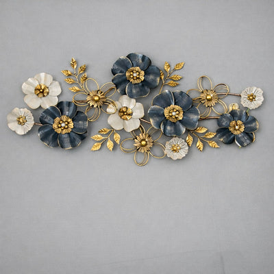 Large Floral Metal Wall Art 52" x 24" – Modern Flower Wall Decor for Living Room & Bedroom