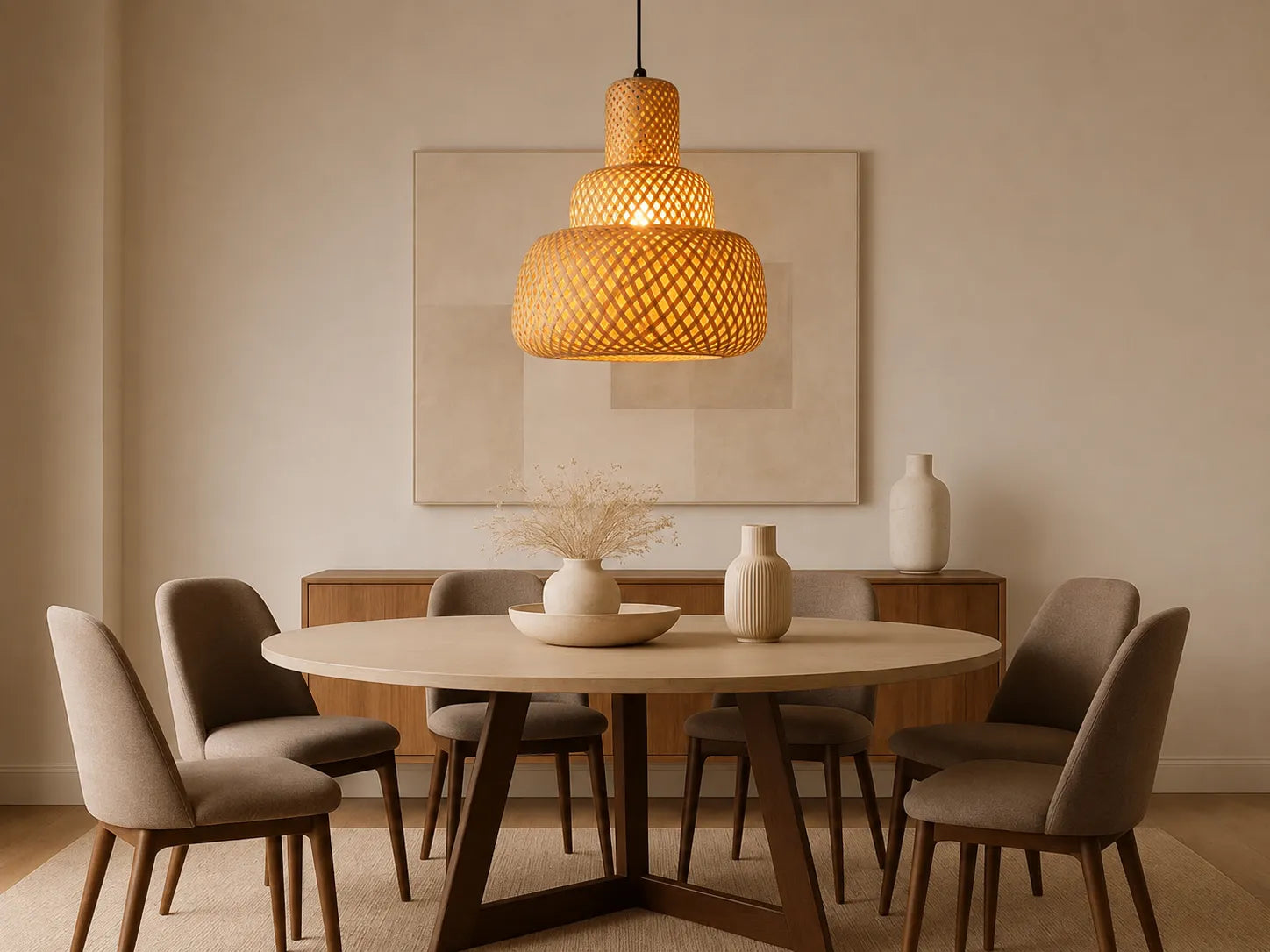 Tiered Woven Pendant Light