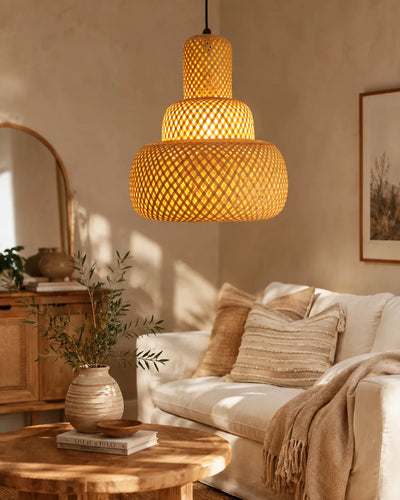 Tiered Woven Pendant Light