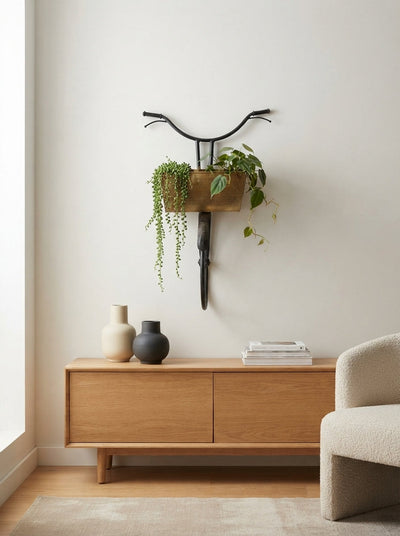 Bicycle Handlebar Wall Planter | Rustic Garden Decor