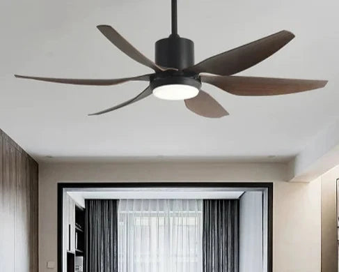 Swept-Blade Ceiling Fan with Integrated Light