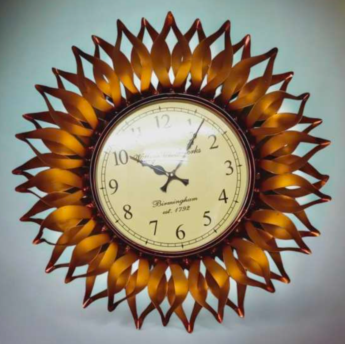 Twisted Petal Sunflower Wall Clock 23 Inch – Decorative Metal Floral Wall Clock for Living Room & Home Decor