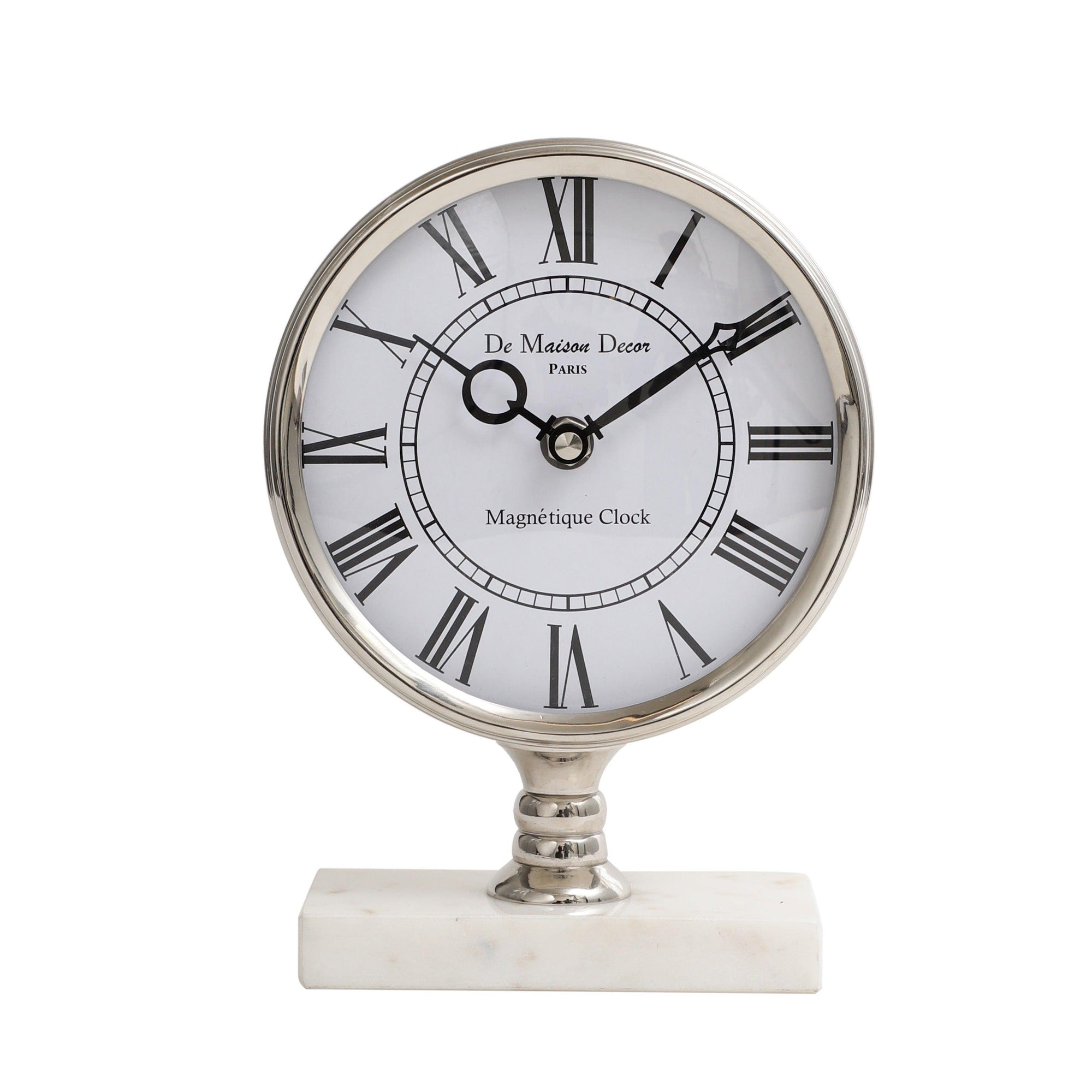 Seraphic Gold Marble Table Clock | Desk & Mantel Timepiece | Designer Office Desk Accessoried