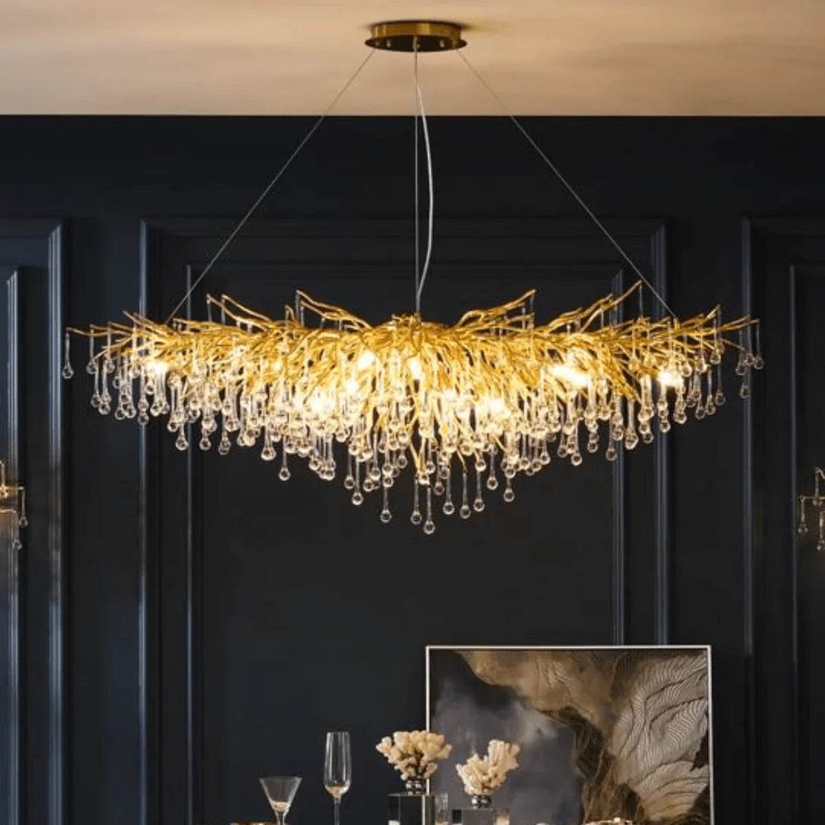 Golden Tree Branch Crystal Chandelier – 120 cm
